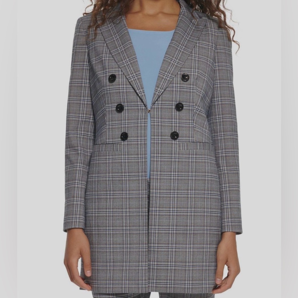 Tommy Hilfiger Plaid Long Blazer 4